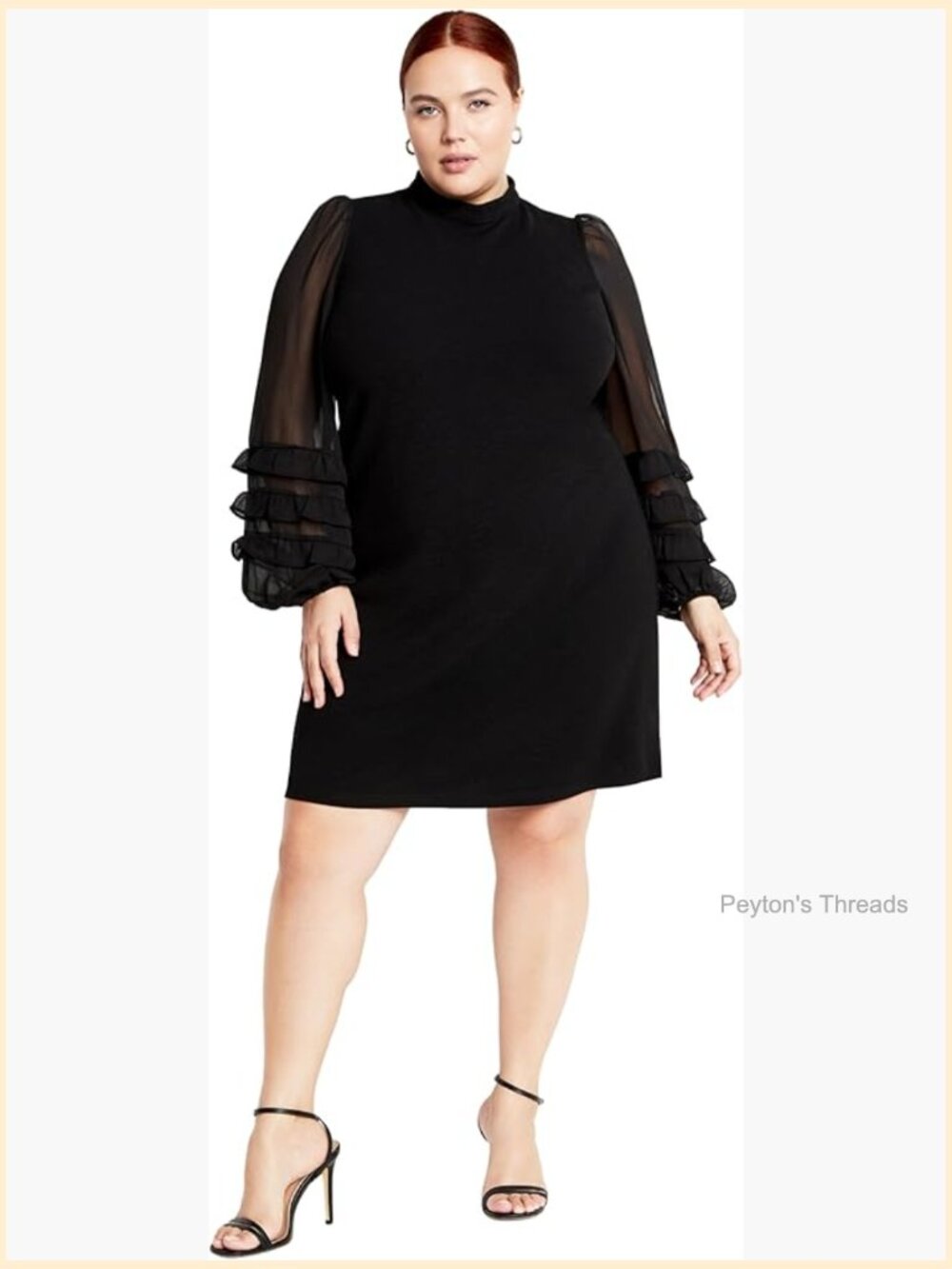 Plus Size Shift Dress with Sheer Tiered Sleeves Curve